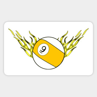 9 Ball with Yellow Flames Magnet